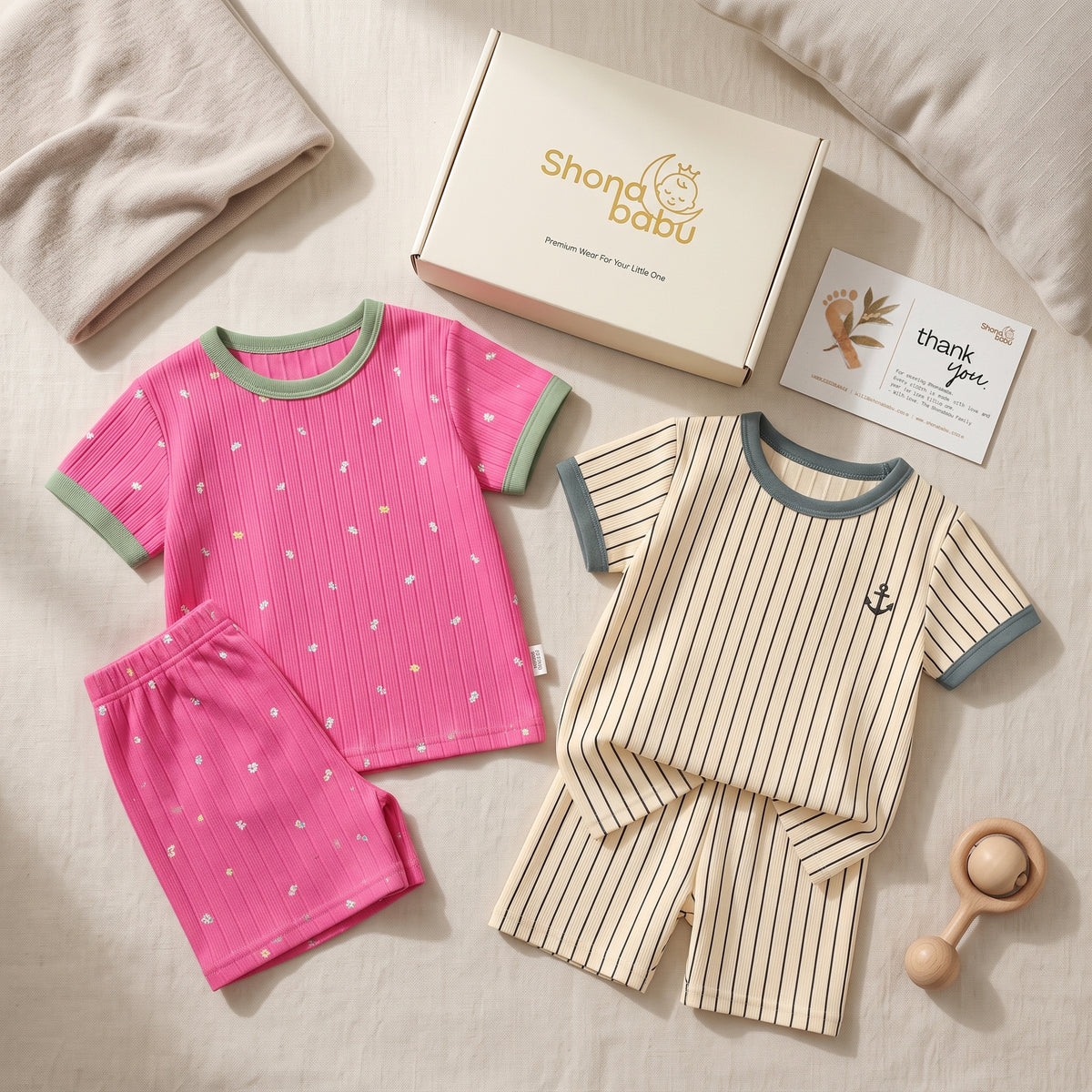 Pink & Sunshine Duo — 2 Set Baby Top & Bottom Set
