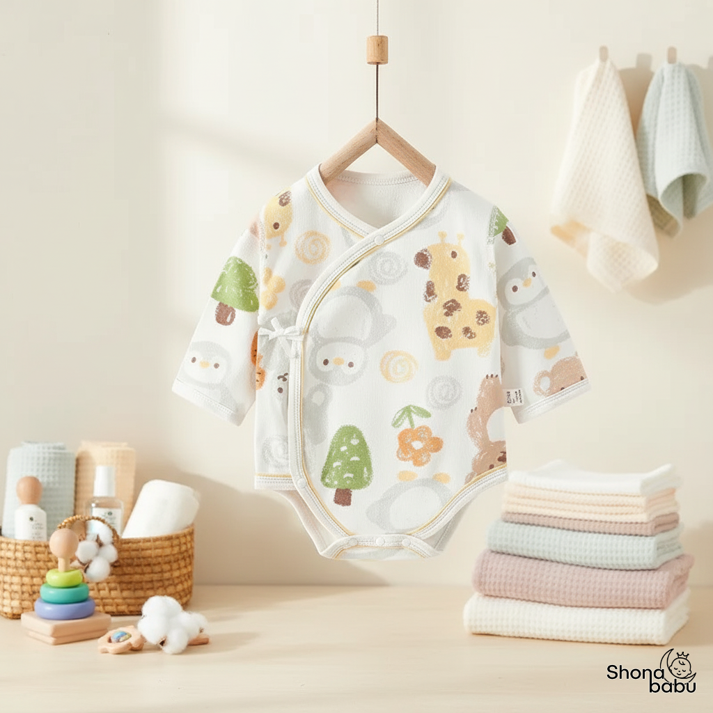 Earthy Forest Mix : Organic Cotton Kimono Bodysuits (Set of 3)