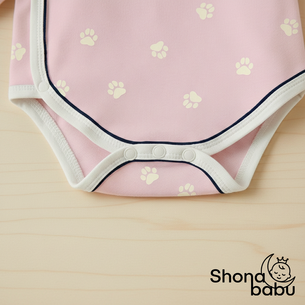 🐅 Little Tiger Organic Wrap Bodysuit (Soft Pink) ✨