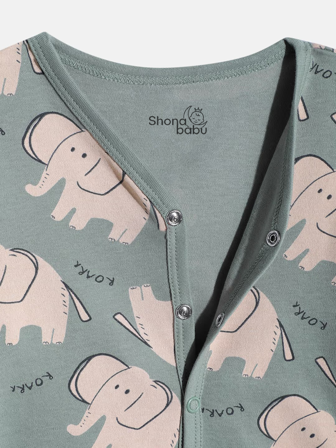 Premium Cotton Elephant Baby Lounge Set – Soft Interlock PJs