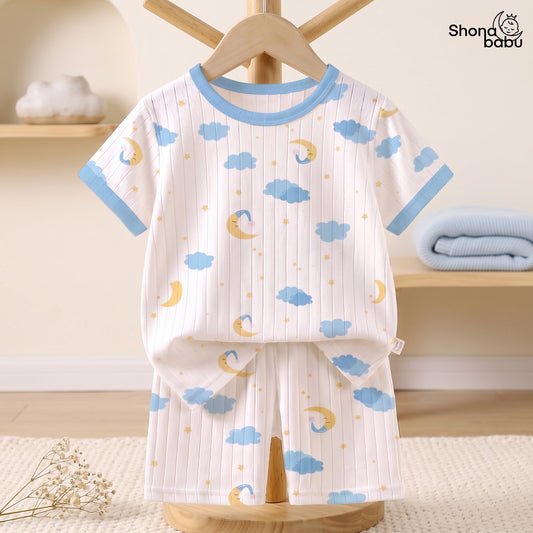 Little Dream Clouds & Moon Baby Top & Bottom Set
