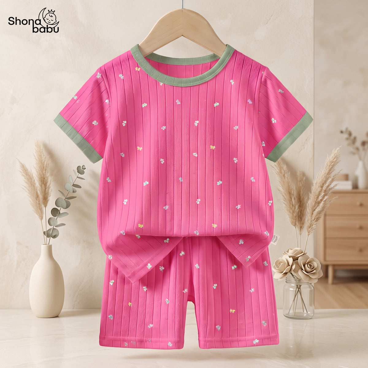 Tiny Bloom Hot Pink Baby Top & Bottom Set
