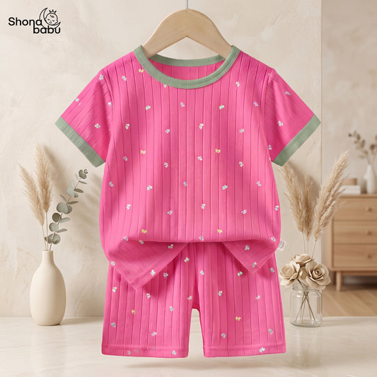 Tiny Bloom Hot Pink Baby Top & Bottom Set