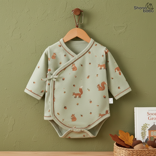 Earthy Forest Mix : Organic Cotton Kimono Bodysuits (Set of 3)
